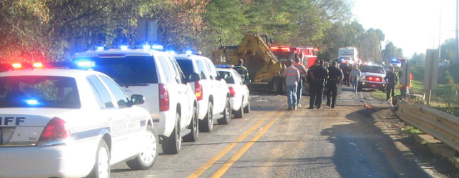 First Responders At Major Truck Wreck Scene